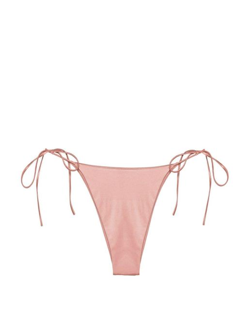 Magda Butrym Pink Side-tie Metallic Bikini Bottoms