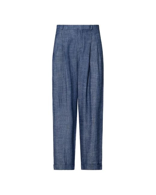Peuterey Blue Pleated-Design Trousers