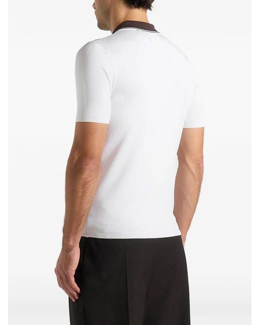 Manière De Voir White Roux Contrast Detail Luxe Knit Polo Shirt for men