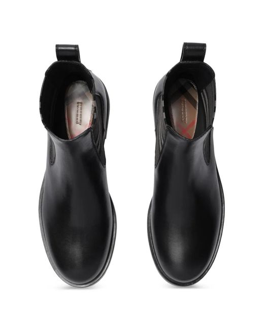 Burberry Black Leather Pembroke Boots for men