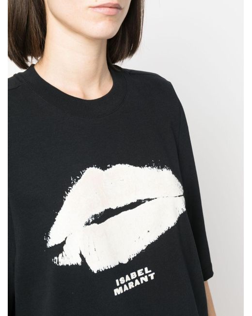 T-shirt en coton à imprimé graphique Isabel Marant en coloris Black