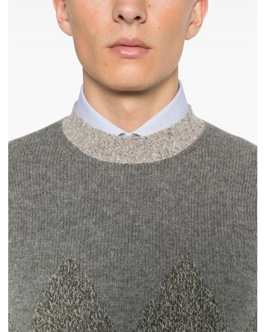 Ballantyne Gray Argyle-Intarsia Sweater for men