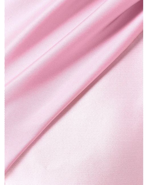 Rami Al Ali Pink Draped Asymmetrical-Top Pleated Midi Dress