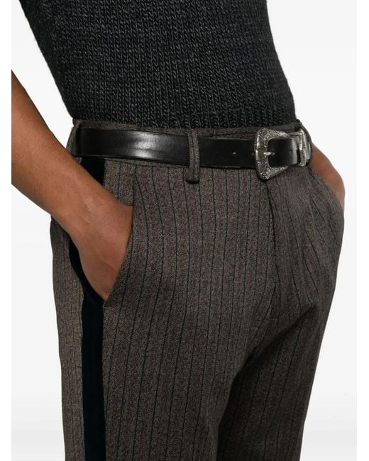 Wales Bonner Gray Pinstripe Trousers for men