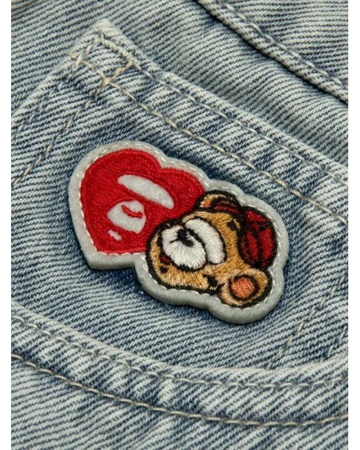 Aape By A Bathing Ape Gray Short Frangé À Patch Logo