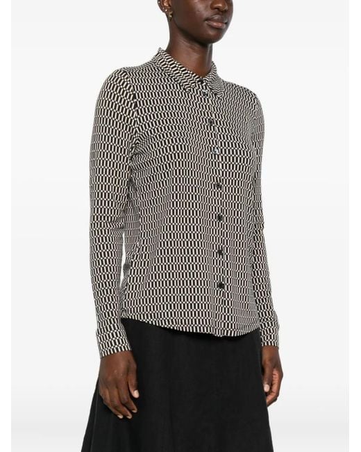 Marc O' Polo Gray Geometric-Pattern Button Shirt
