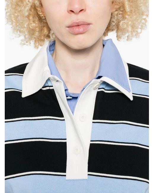 Closed Black Striped Polo Top