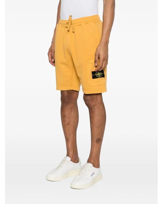 Stone Island Yellow 6200011 Organic Cotton Fleece Shorts for men