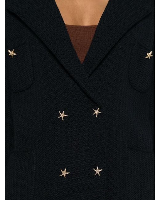 Neera Black Star-Motif Double-Breasted Blazer