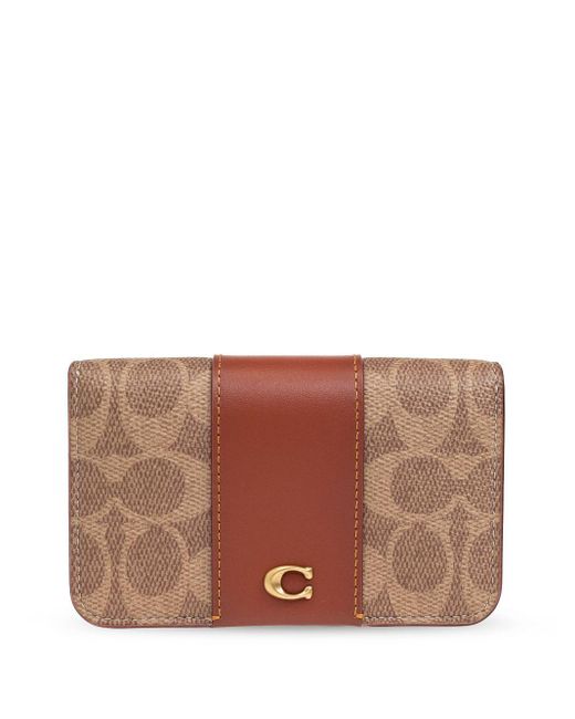 COACH Jacquard Leather Wallet in Brown Lyst UK