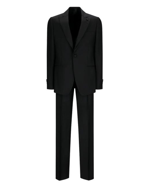 Lardini Black Cotton Single-Button Suit for men