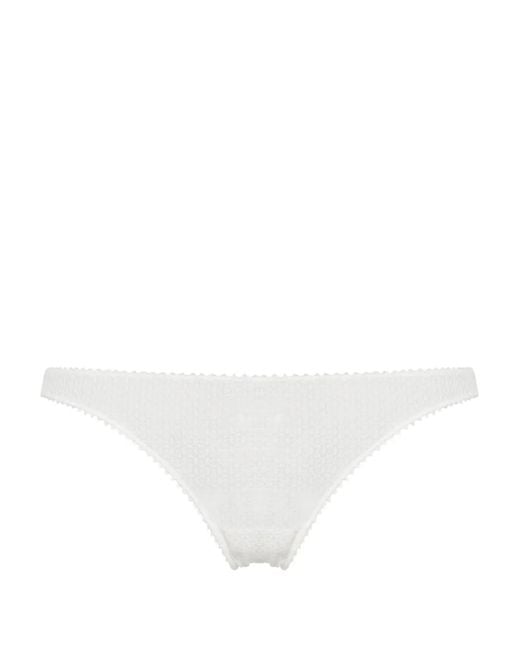 Kiki de Montparnasse White Semi-Sheer Crochet Thong