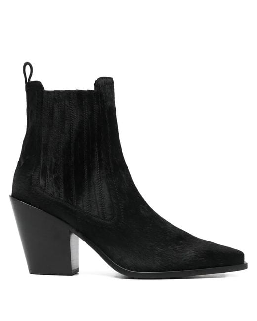 Sartore Black Pull-On Block-Heel Boots