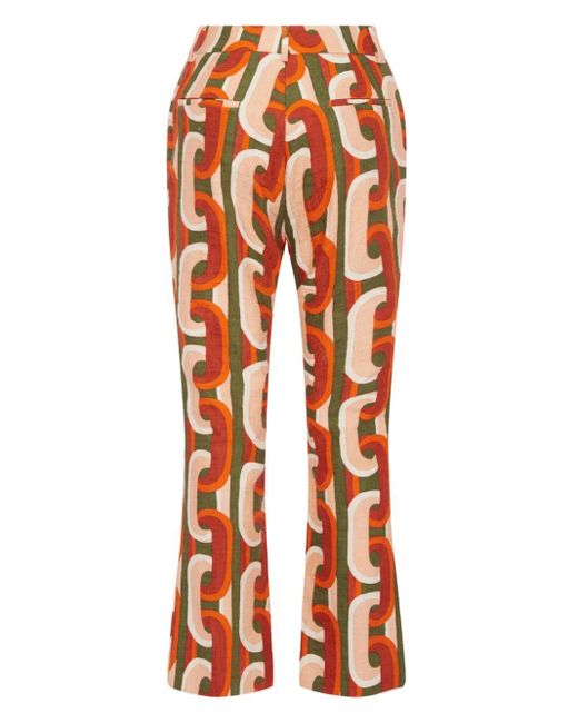 LaDoubleJ Orange 24/7 Prometheus-print Kick-flare Trousers