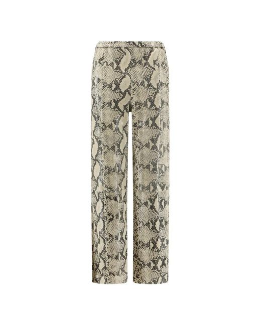 Alysi White Snakeskin-Effect Leather Trousers