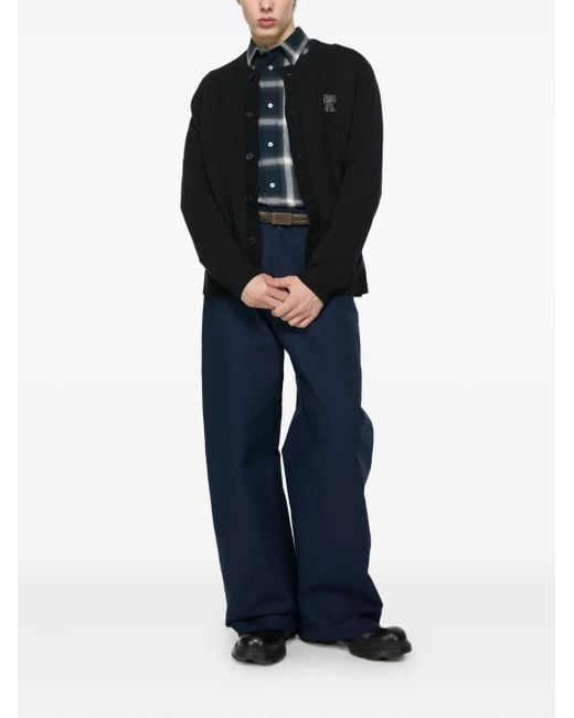 Acne Black Ribbed Button-Up Cardigan for men