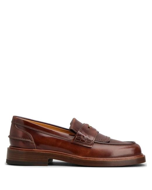 Tod's Brown Penny-Slot Leather Loafers