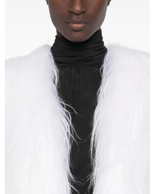 EVA White Veste En Fourrure D'Agneau