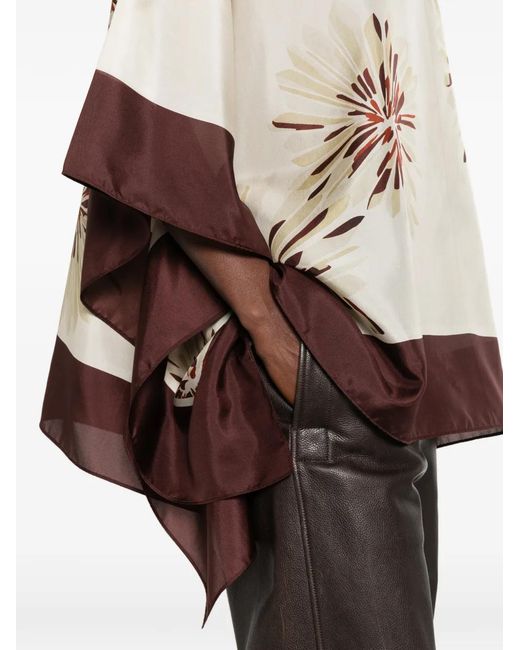 Brunello Cucinelli Natural Printed Silk Blouse