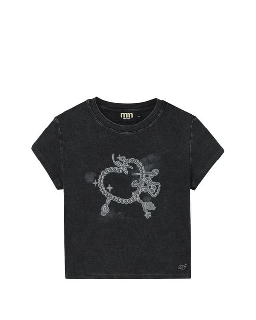 Mini Cream Black Graphic-Print T-Shirt