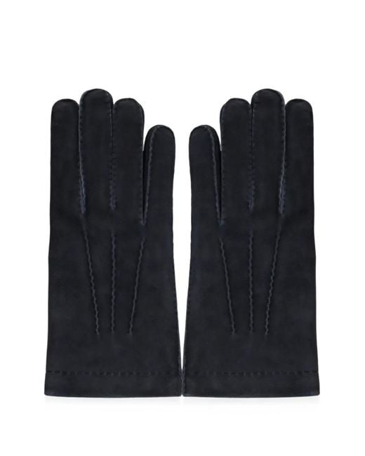 Moorer Black Suede-Finish Topstitched Gloves for men