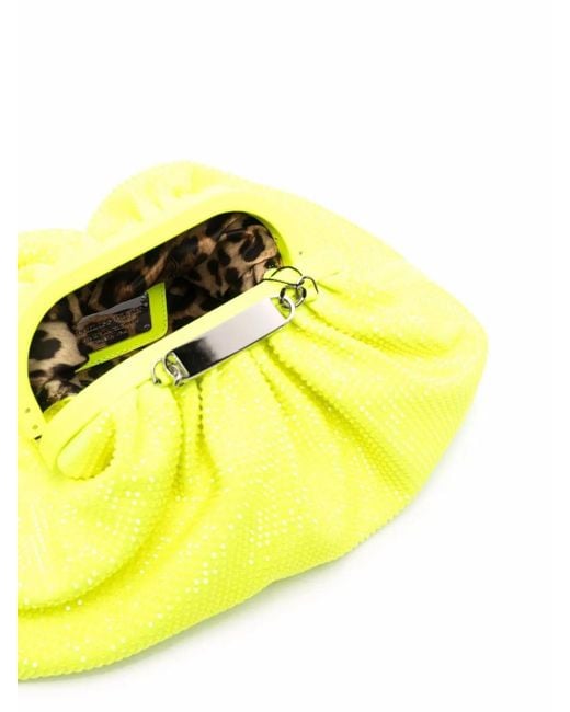 Philipp Plein Yellow Mini Pillow Embellished Clutch Bag