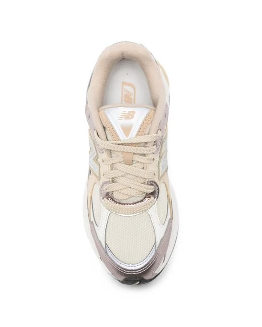 New Balance White Panelled Lace-Up Sneakers