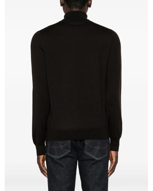 Tagliatore Black Roll-Neck Long-Sleeve Sweater for men