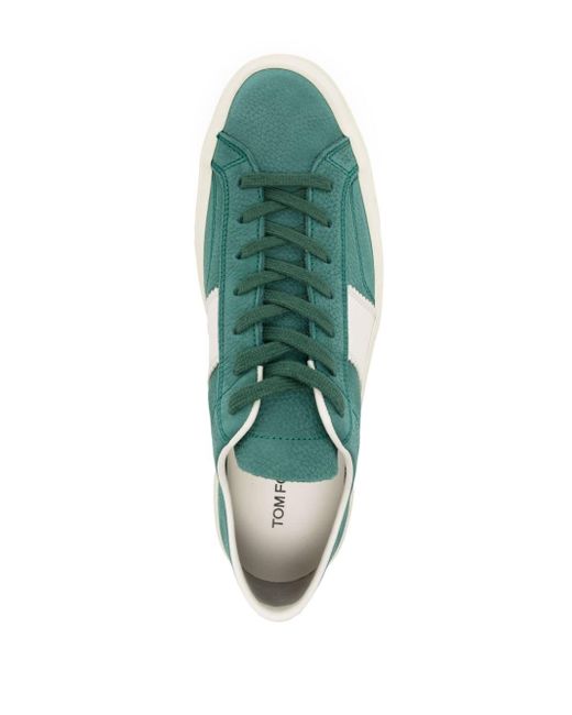 Tom Ford Green Cambridge Leather Sneakers for men
