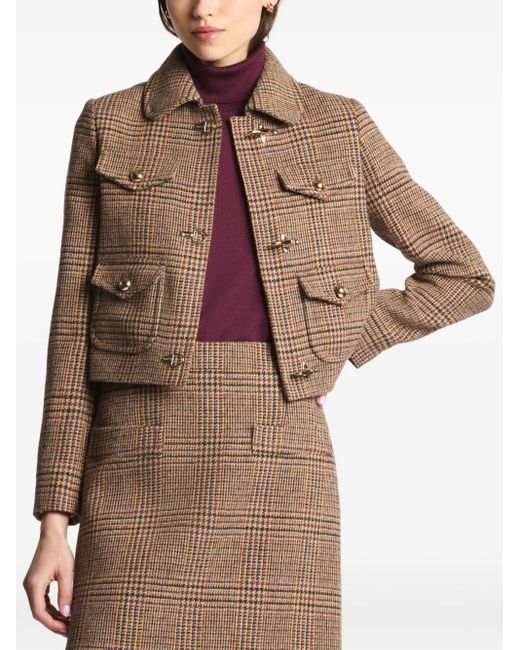 Fay Brown Checked Jacket