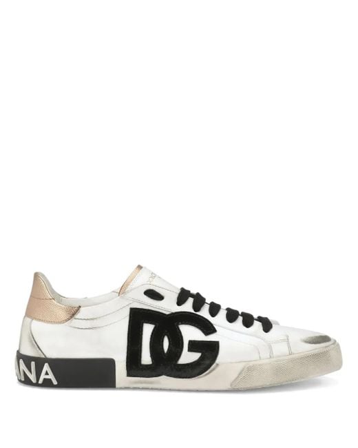 Dolce & Gabbana White And Leather Portofino Vintage Sneakers for men