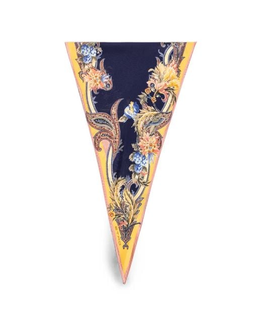 Etro Blue Asymmetric Paisley-Print Scarf