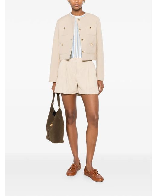 Maje Natural Button-Up Cropped Blazer
