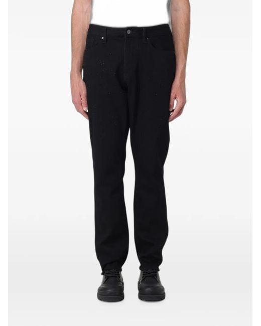 ARMANI EXCHANGE Black Logo-Patch Slim-Fit Jeans for men