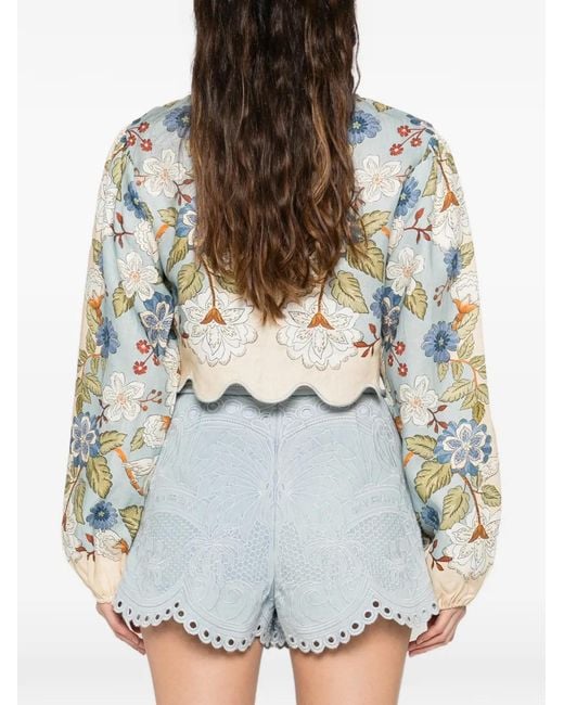 Farm Rio White Garden Linen Blouse