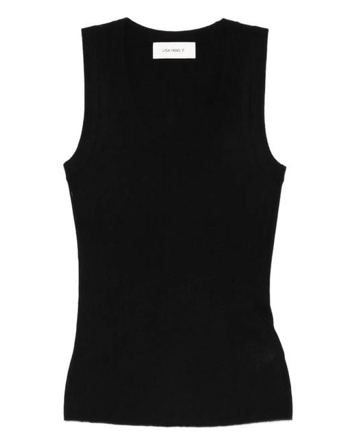 Lisa Yang Black Ina Ribbed Top