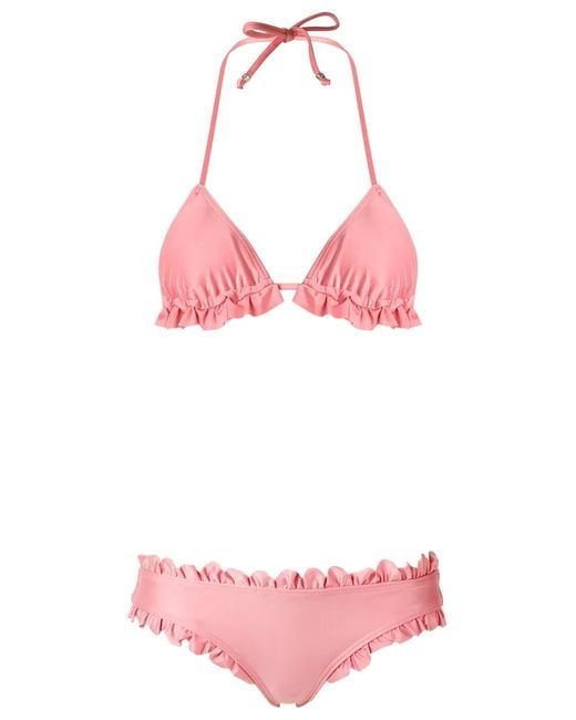 Amir Slama Pink Ruffled-Trim Bikini