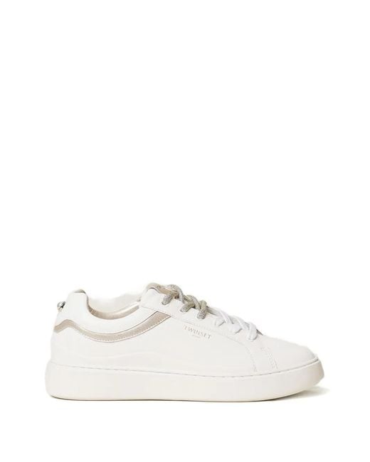 Twinset White Leather Sneakers