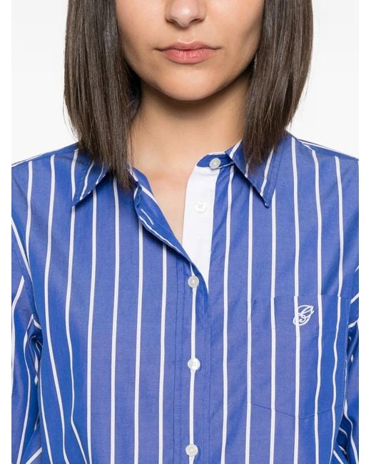 Gant Blue Chemise Rayée À Manches Longues