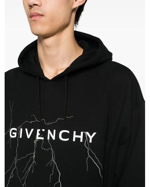 Givenchy Black Hoodie With Logo And Lighting Motif for men
