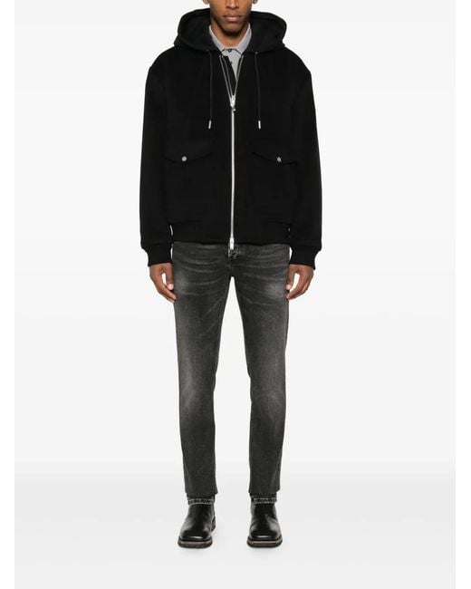 Moose Knuckles Black Hooded Zip Jacket for men