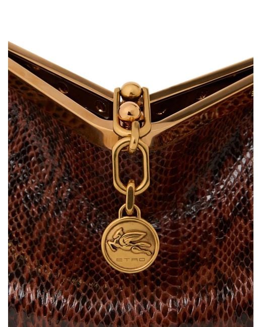 Etro Brown Small Vela Elaphe-Leather Shoulder Bag