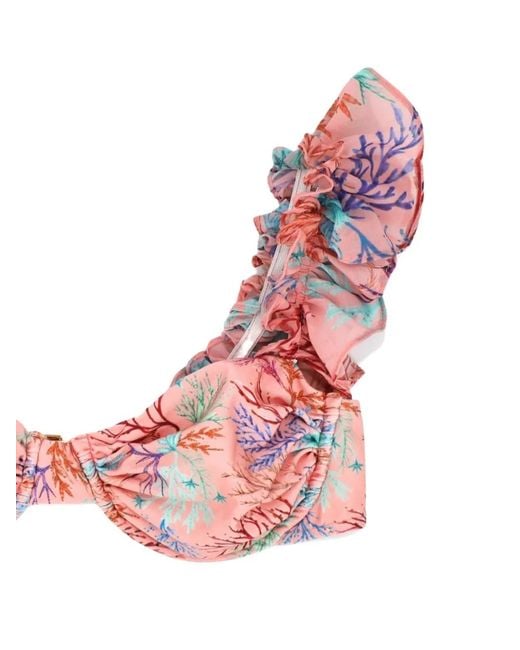 PATBO Pink Ruffled-Detail Bikini Top