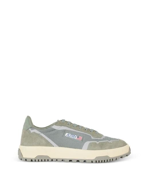 Autry White Wildplace Suede-Panel Sneakers for men