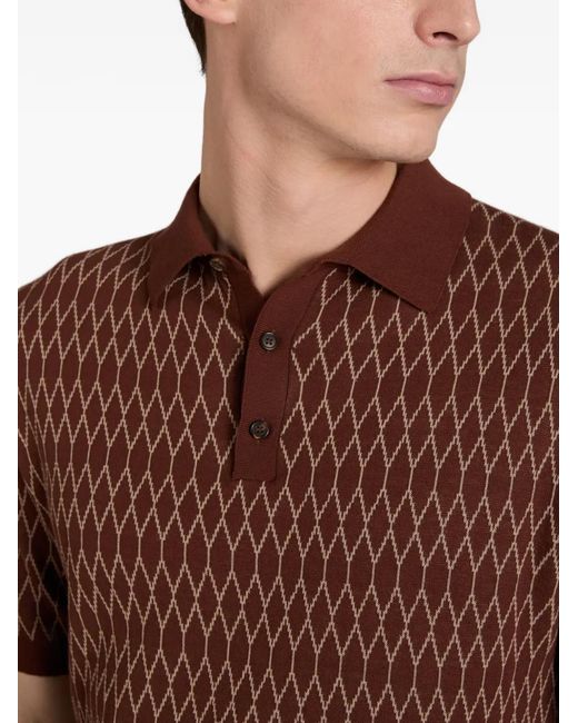 Slowear Red Jacquard Pattern Polo Shirt for men