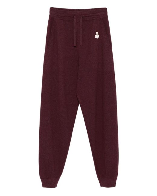 Isabel Marant Purple Embroidered Logo Drawstring Track Pants