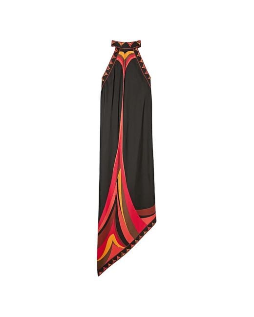 Emilio Pucci Red Robe En Soie À Imprimé Fari