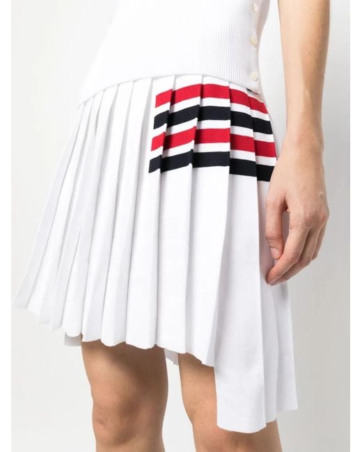 Thom Browne White 4-Bar Pleated Skirt