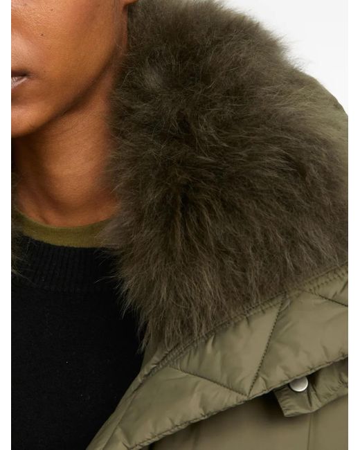 Yves Salomon Green Lambswool-Collar Down Jacket