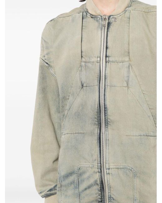 Rick Owens Gray Panelled Acid-wash Denim Jacket for men